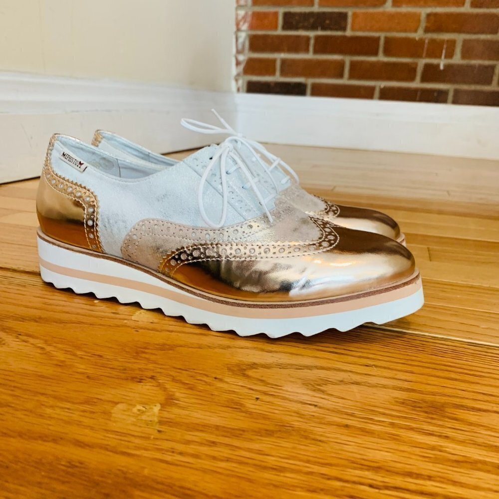 Mephisto Women's Yael Oxford Sparkle Leather Walking Sneakers Shoes 8.5 - Picture 4 of 13